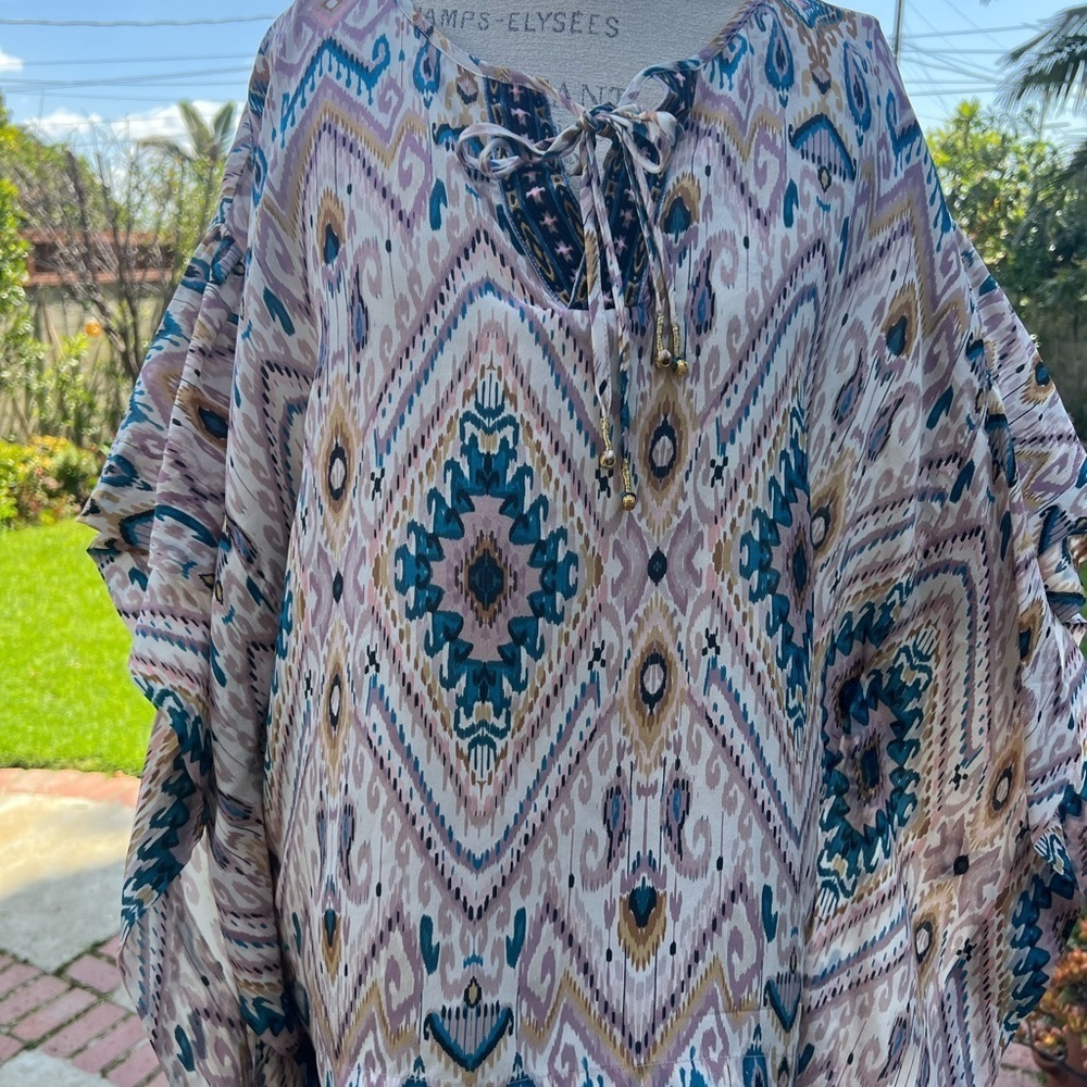 Johnny Was Multicolor Geometric Swim Coverup